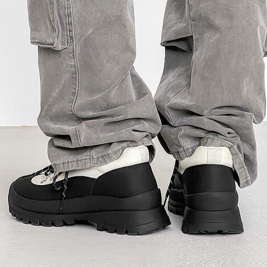 Hiking style boots white black mountain climbing grunge retro skiing fashion shoes