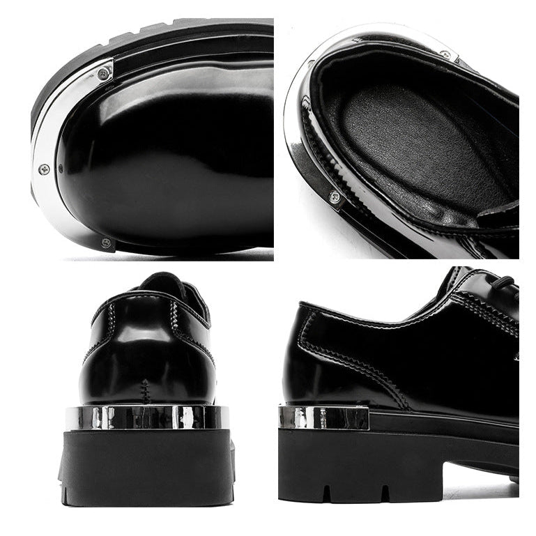 Metal plated Derby shoes black chunky sole grunge platform gothic boots