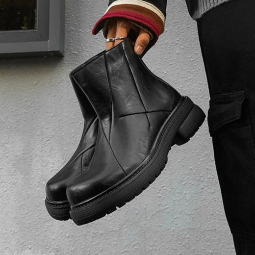 Distressed ankle boots black grunge punk rocker shoes 90s catwalk style