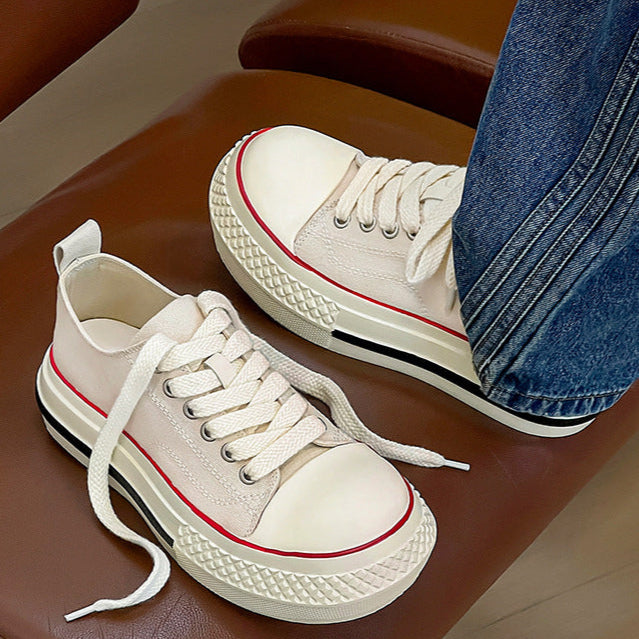 Platform canvas sneakers white chunky sole skater shoes grunge punk trainers