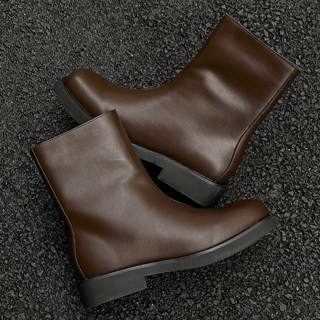 Retro hunter boots brown low sole mountain shoes 00s grunge style faux leather