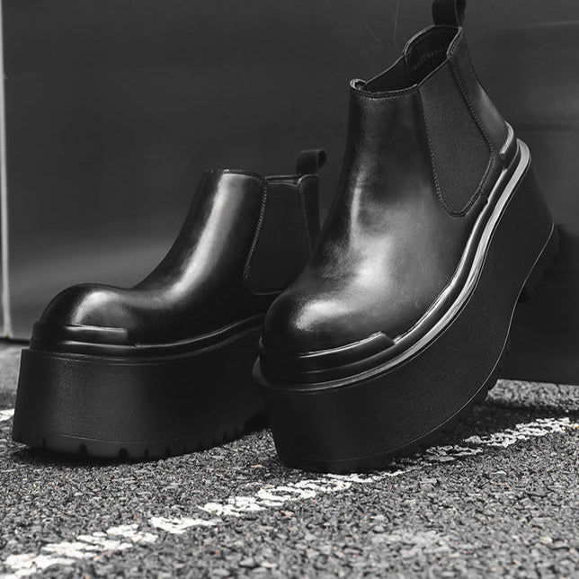 Extreme platform slip on boots black tractor Goth style shoes faux leather grunge punk rocker trainers 90s style