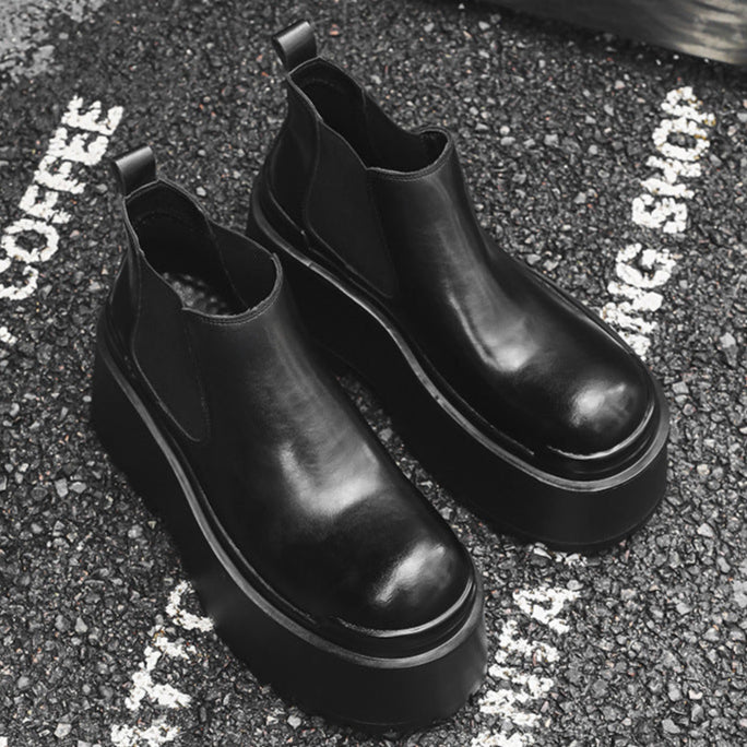 Extreme platform slip on boots black tractor Goth style shoes faux leather grunge punk rocker trainers 90s style