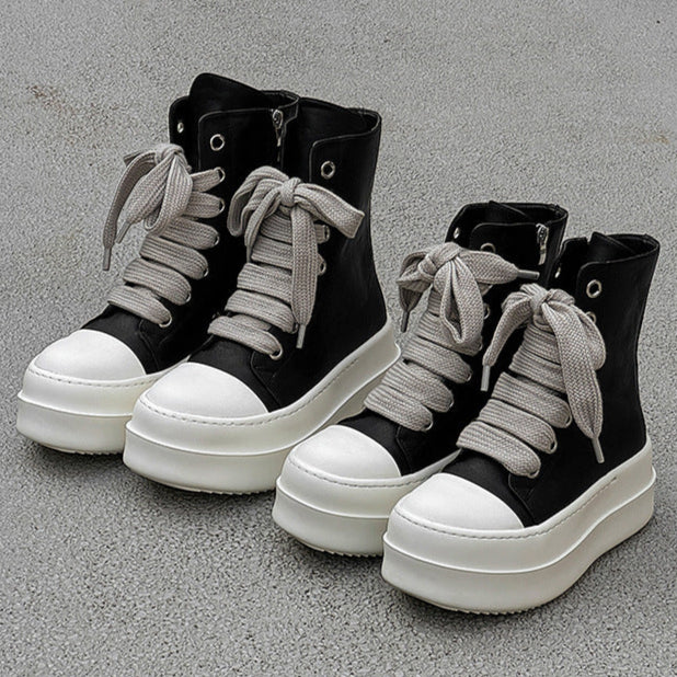 Punk rocker platform boots faux leather black catwalk shoes big sole grunge trainers 00s style