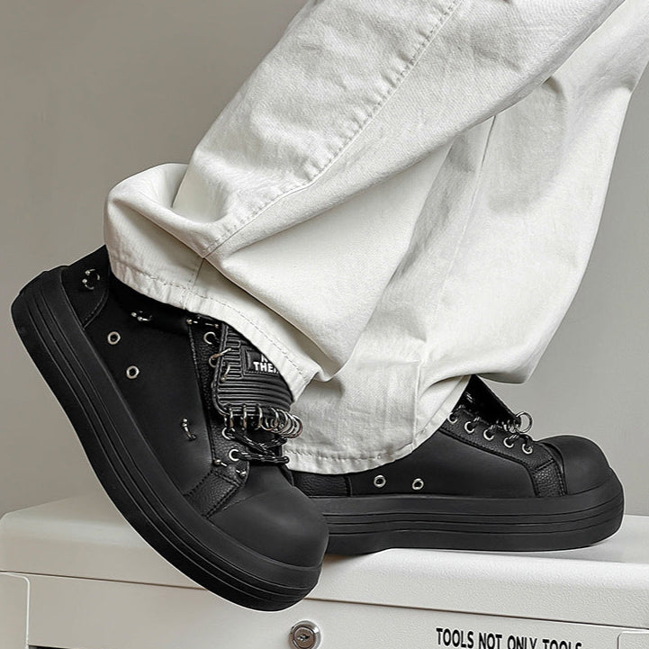 Chunky sole studded sneakers white 90s style grunge platform trainers old school punk shoes (Copy)