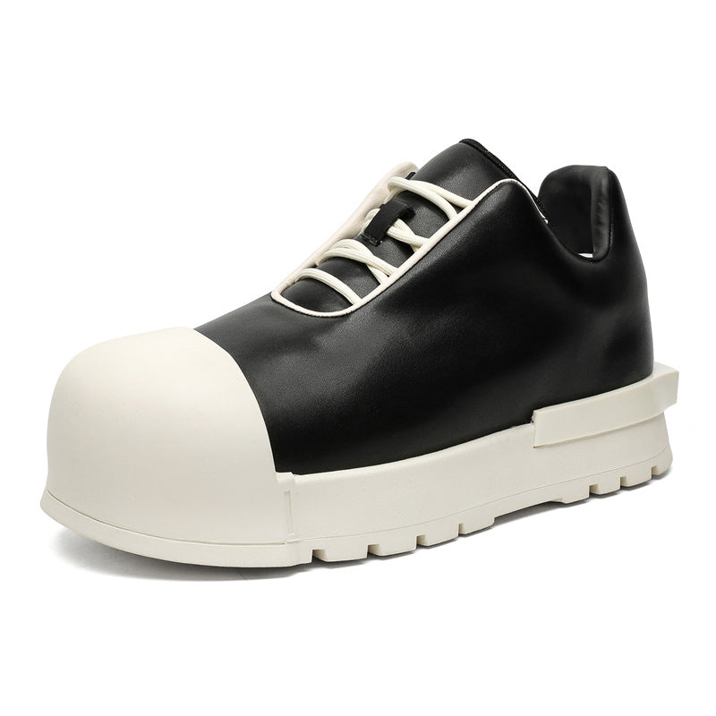 Platform gothic shoes black round toe chunky sole skater sneakers grunge punk faux leather trainers