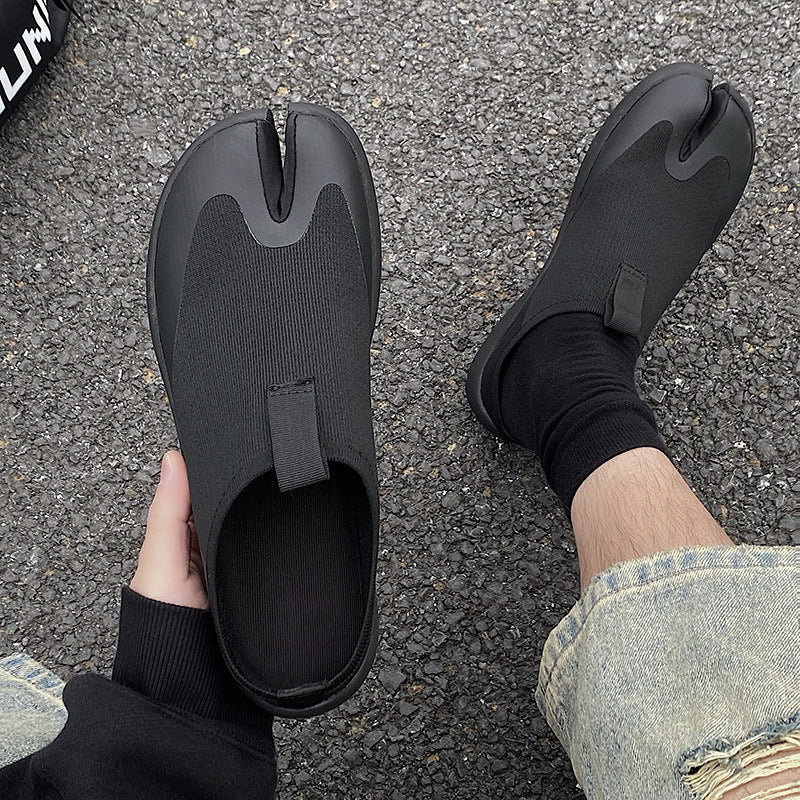 Slip on Tabi shoes cream split toe casual trainers camel toe sneakers trendy loafers