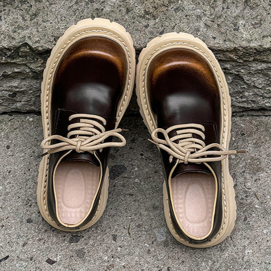 Gradient Derby shoes black chunky sole brogues faux leather catwalk shoes grunge fashion boots