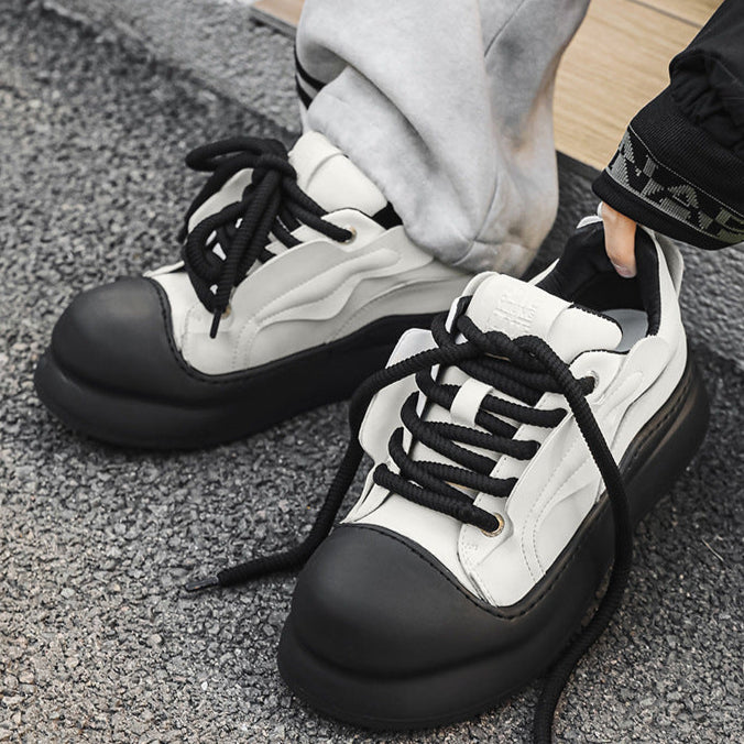 Chunky platform high tops black raver sneakers grunge shoes hip-hop trainers 00s style