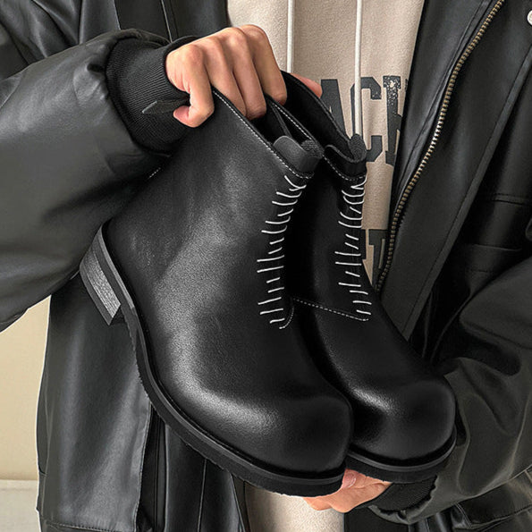 Catwalk utility boots black punk rocker faux leather shoes grunge trainers 00s style