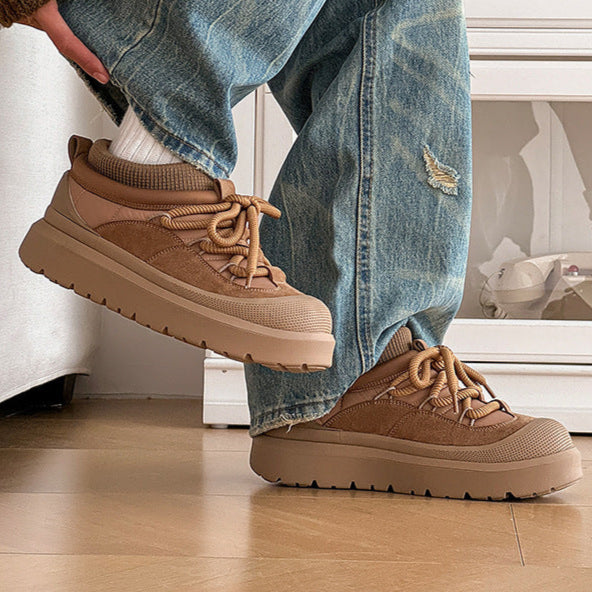 Edgy platform winter boots brown mountain trainers grunge retro skiing shoes