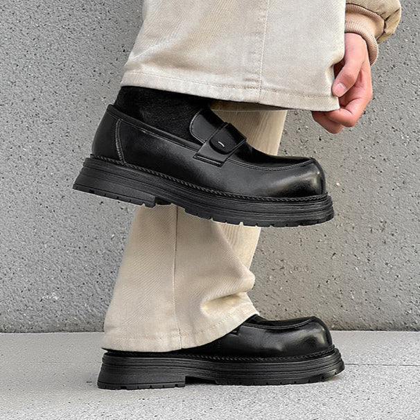 Square toe brogue boots black faux leather chunky sole boat shoes catwalk grunge fashion