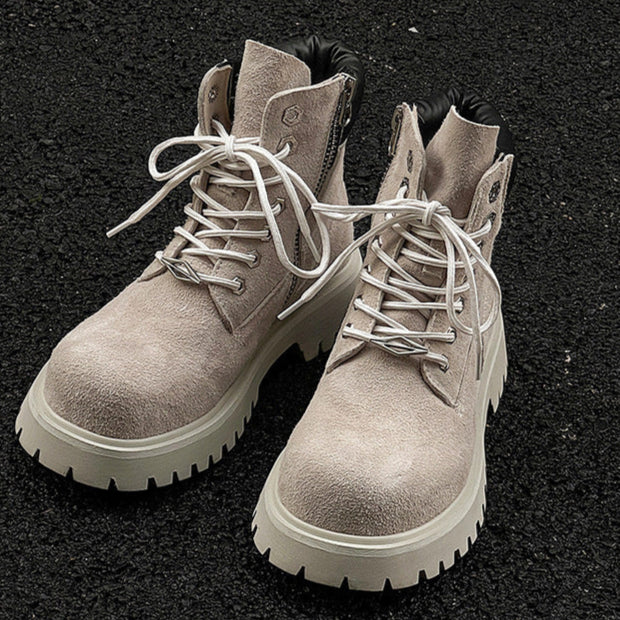 Grunge work boots burgundy suede hiking shoes mountain trainers