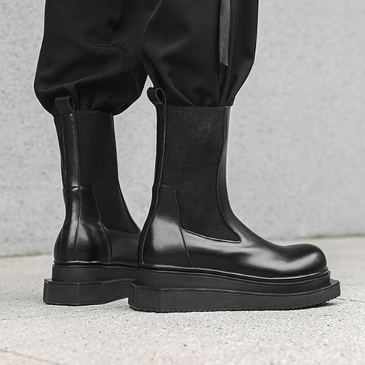 Sleek asymmetric platform boots black cyberpunk futuristic shoes big sole grunge trainers 00s style