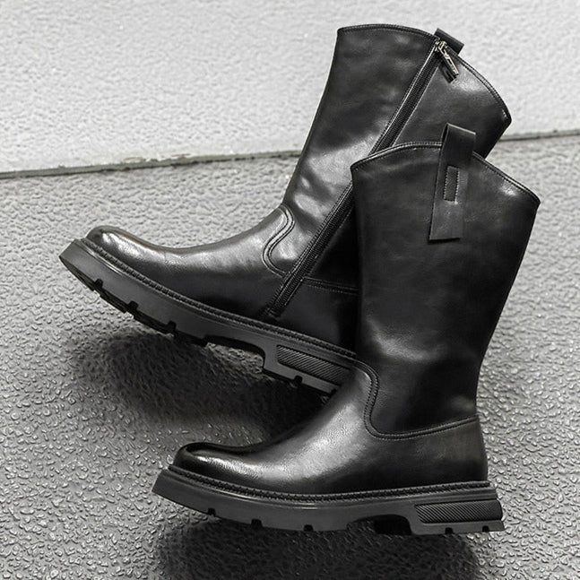 Retro hunter boots black low sole mountain shoes 00s grunge catwalk style faux leather