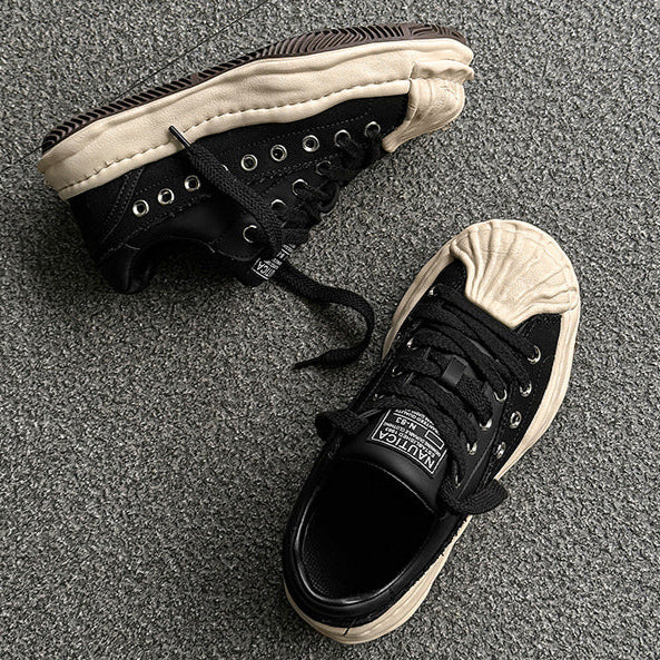 Melted platform sneakers orange round toe chunky skater shoes grunge rapper trainers