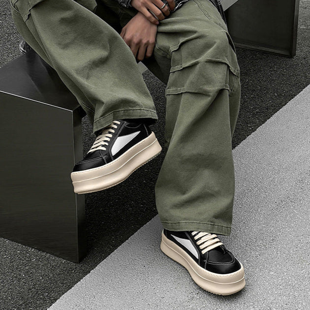 Chunky platform high tops black raver sneakers grunge shoes skater trainers 90s style faux leather