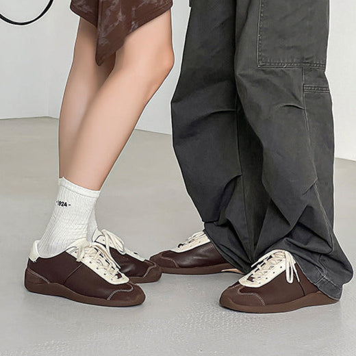 Retro sneakers brown 70s style grunge trainers old school suede finish sport shoes