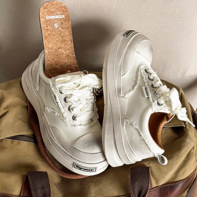 Platform distressed denim sneakers black round toe chunky skater shoes grunge jean trainers