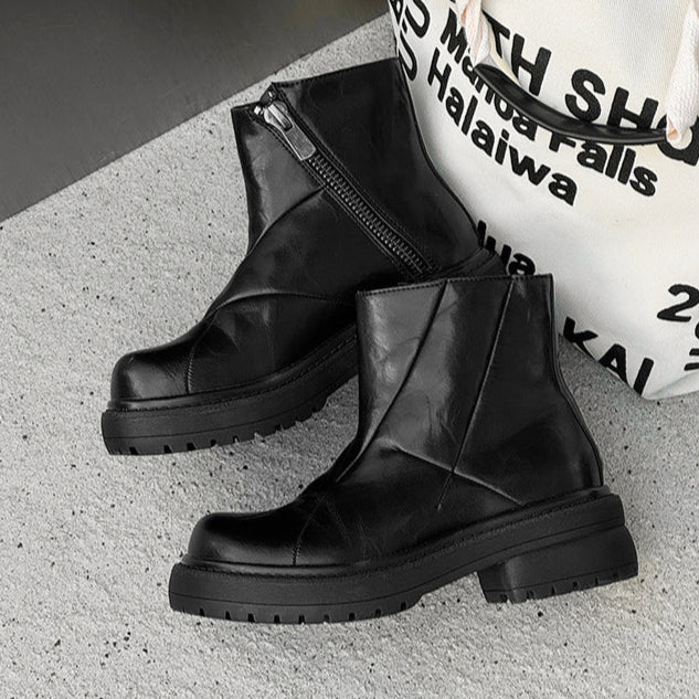 Distressed ankle boots black grunge punk rocker shoes 90s catwalk style