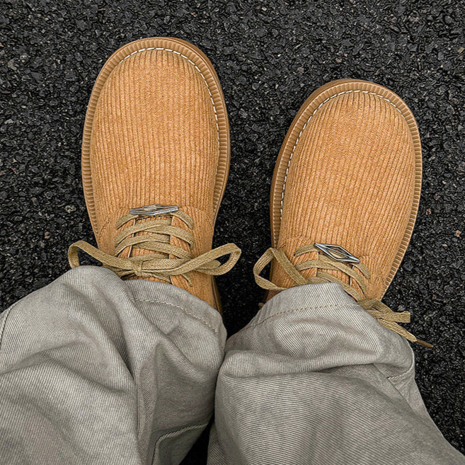 Velvet finish Derby shoes brown textured chunky sole brogues catwalk shoes preppy fashion