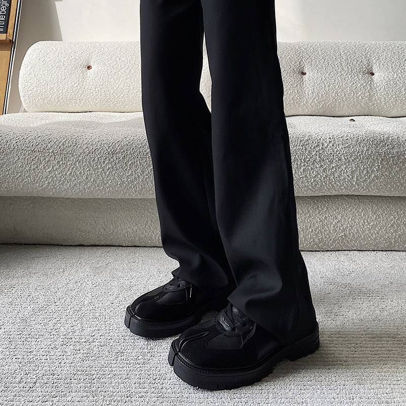 Tabi trainers black real leather unisex split toe sneakers casual style sports loafers edgy outdoor shoes