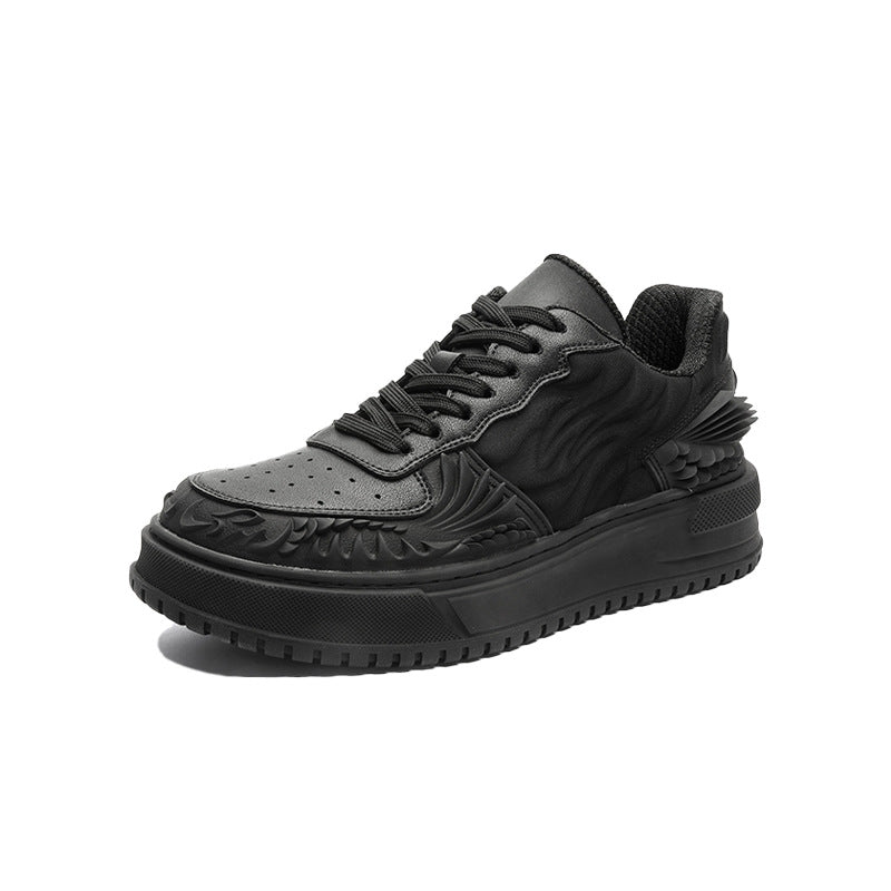 Dragon sneakers white 3D printed Japanese trainers chunky sole skater shoes