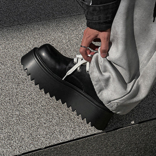 Extreme platform Derby shoes black lace up grunge punk rocker boots smart 00s style sneakers