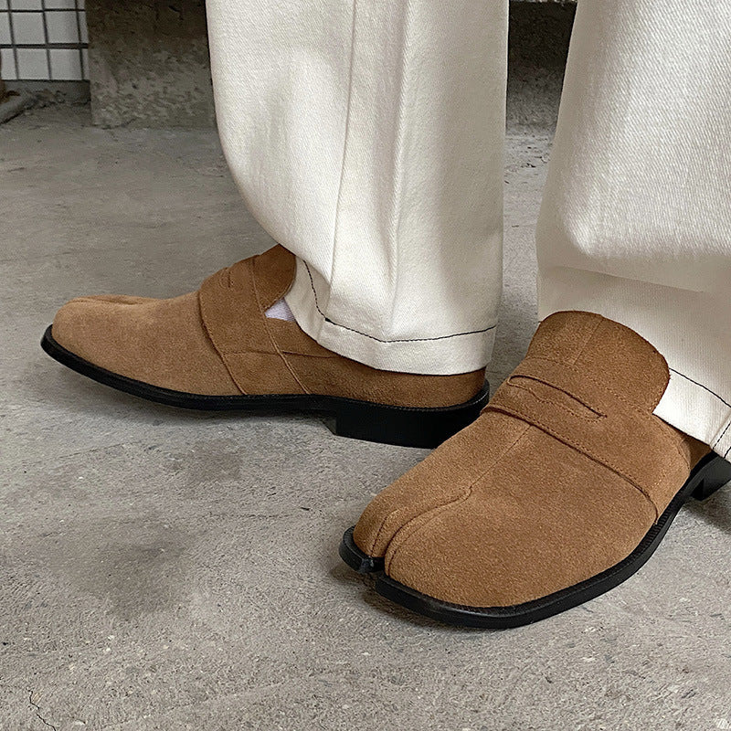 Suede Tabi shoes brown smart style split toe loafers going out coctail party boots