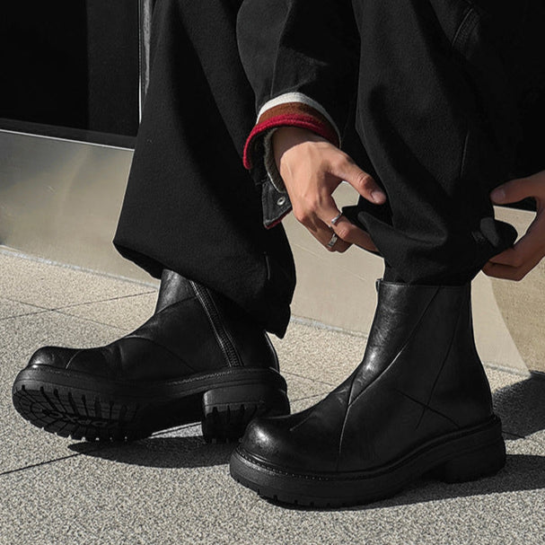 Distressed ankle boots black grunge punk rocker shoes 90s catwalk style