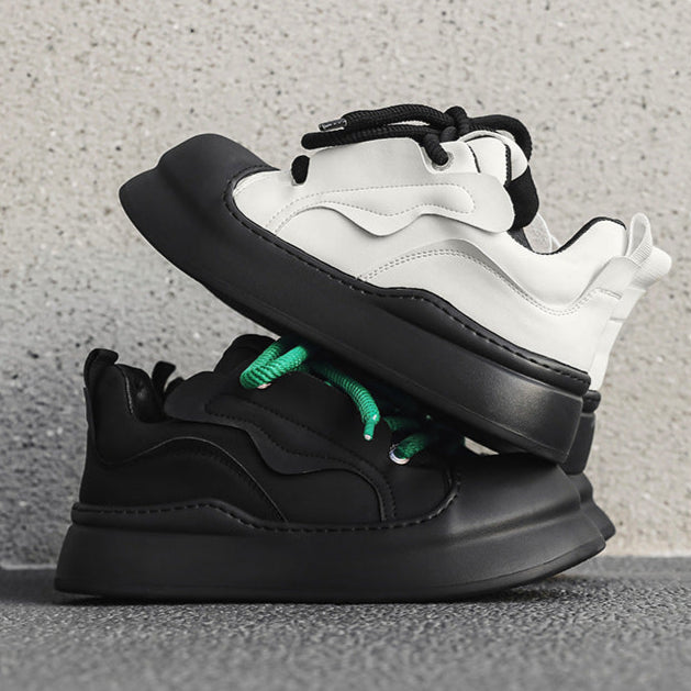 Chunky platform high tops black raver sneakers grunge shoes hip-hop trainers 00s style