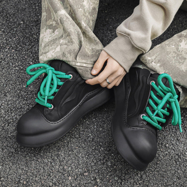 Chunky platform high tops black raver sneakers grunge shoes hip-hop trainers 00s style