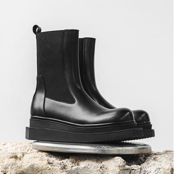 Sleek asymmetric platform boots black cyberpunk futuristic shoes big sole grunge trainers 00s style