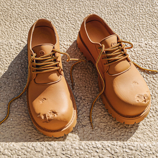 Brown chunky sole Derby shoes tractor platform punk e-boy e-girl shoes grunge trainers