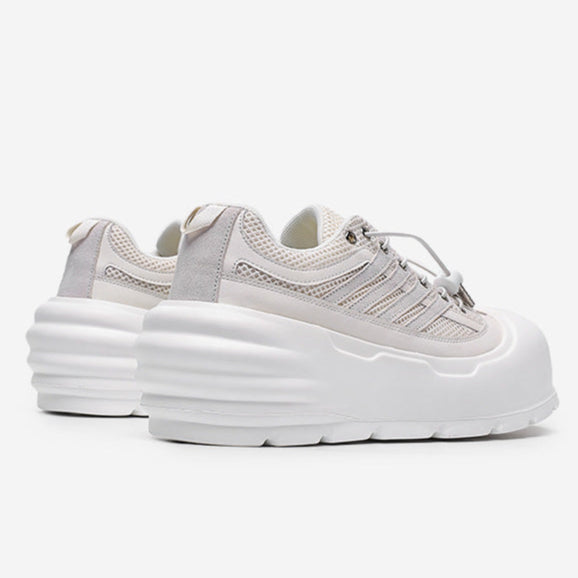 Round toe platform sneakers black futuristic tractor sole rave trainers 90s style grunge shoes