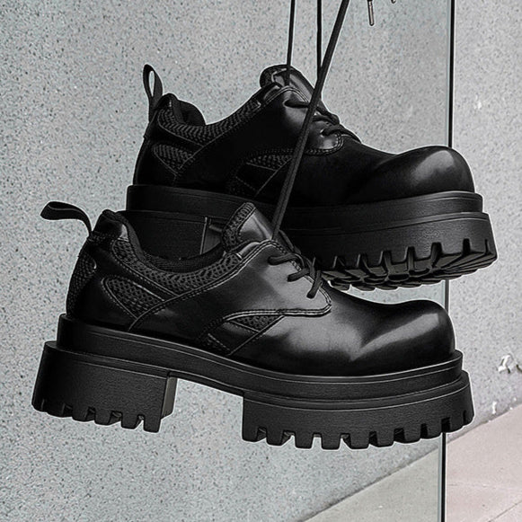 Extreme platform Derby boots black chunky sole punk rocker platform shoes grunge trainers