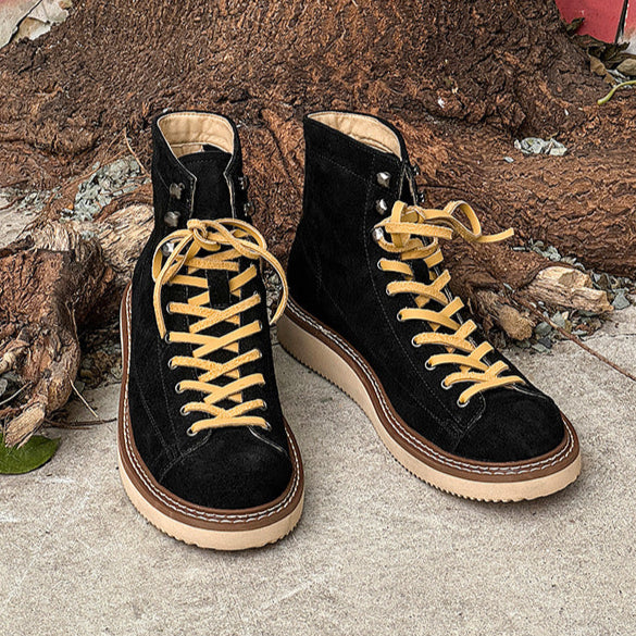 Hiking style boots black low sole mountain shoes grunge skiing trainers