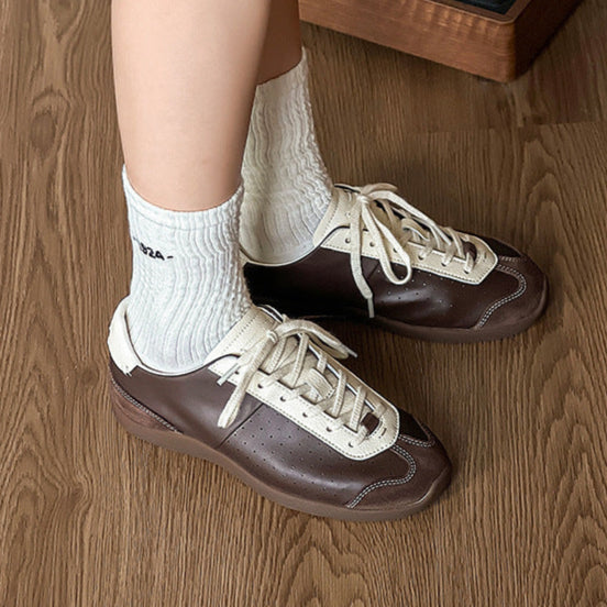 Retro sneakers brown 70s style grunge trainers old school suede finish sport shoes