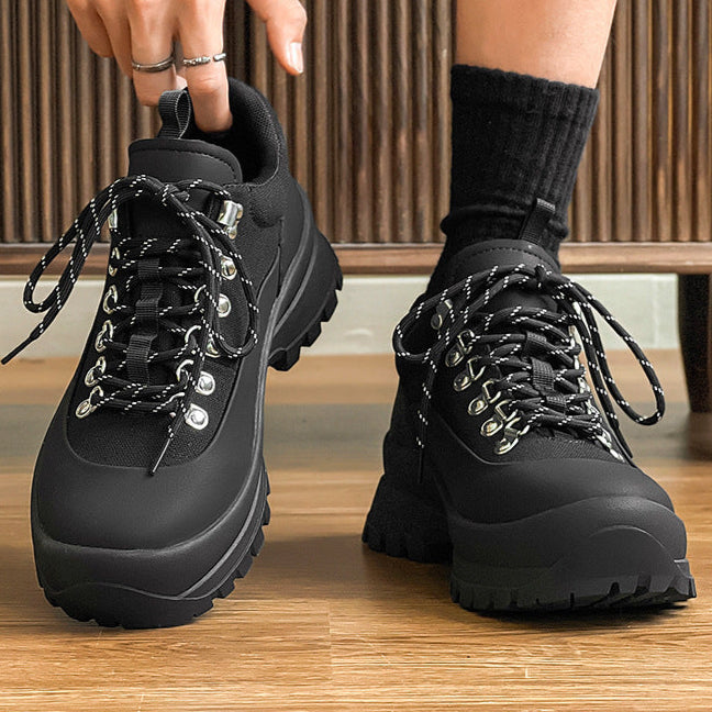 Hiking style boots white black mountain climbing grunge retro skiing fashion shoes