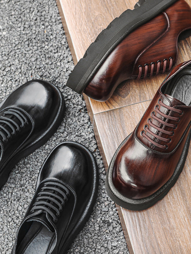 Chunky sole Derby shoes brown grunge platform classic smart retro boots