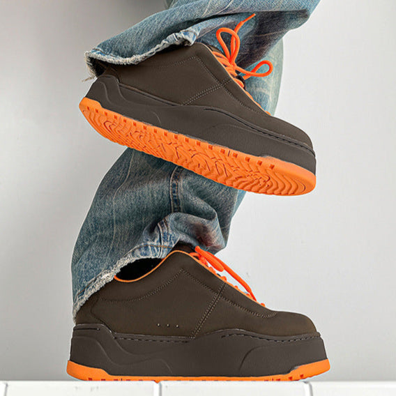 Chunky platform high tops orange brown raver sneakers grunge shoes skater trainers 90s style