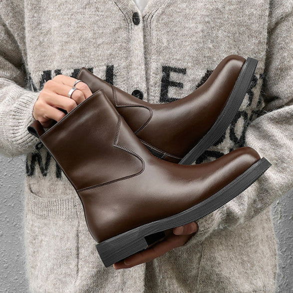 Square toe retro ankle boots black low sole mountain shoes 00s grunge style