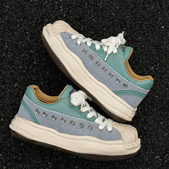 Melted platform sneakers orange round toe chunky skater shoes grunge rapper trainers