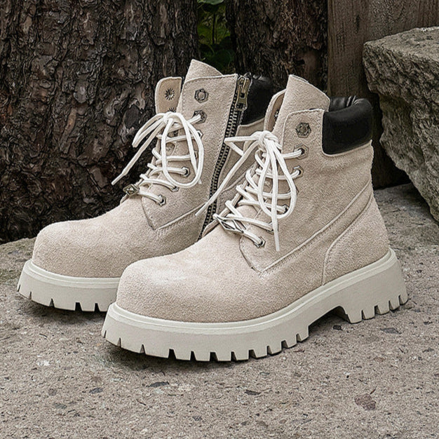 Grunge work boots burgundy suede hiking shoes mountain trainers