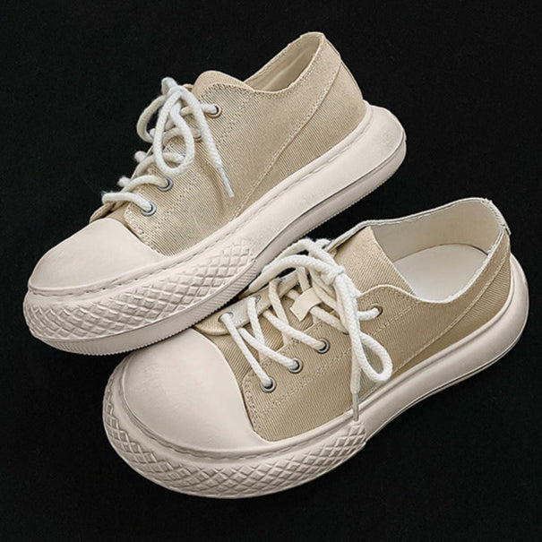 Chunky denim sneakers beige grunge platform classic trainers jean skater shoes retro canvas shoes