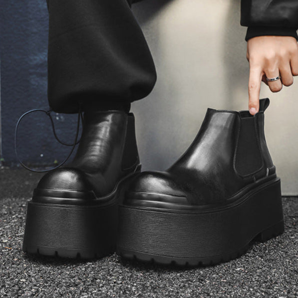 Extreme platform slip on boots black tractor Goth style shoes faux leather grunge punk rocker trainers 90s style