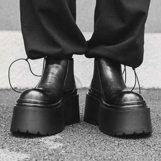 Extreme platform slip on boots black tractor Goth style shoes faux leather grunge punk rocker trainers 90s style