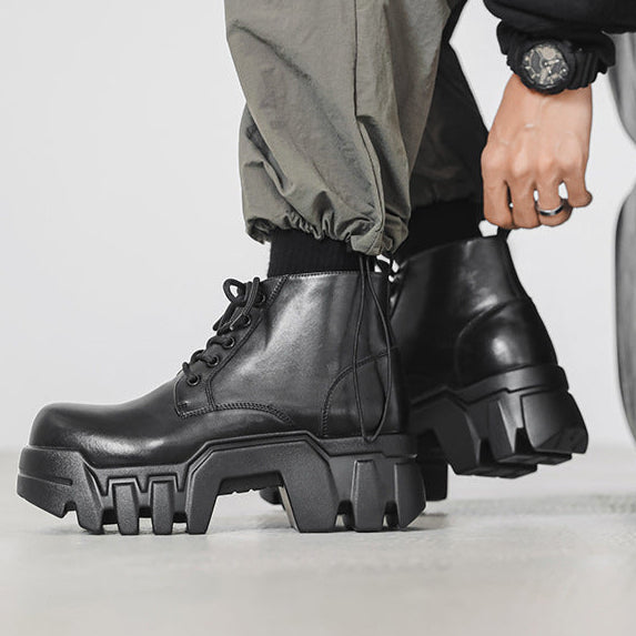 Extreme tractor platform Derby shoes black chunky sole grunge Gothic boots