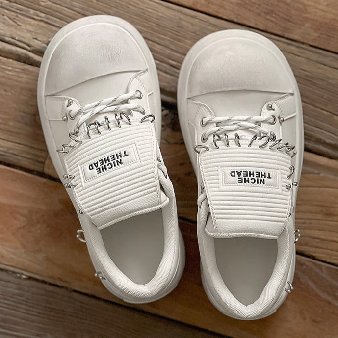 Chunky sole studded sneakers white 90s style grunge platform trainers old school punk shoes (Copy)