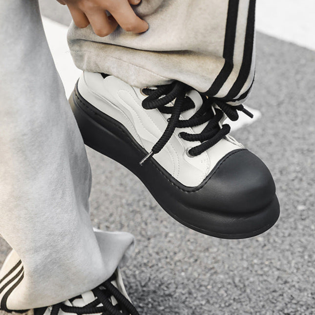 Chunky platform high tops black raver sneakers grunge shoes hip-hop trainers 00s style